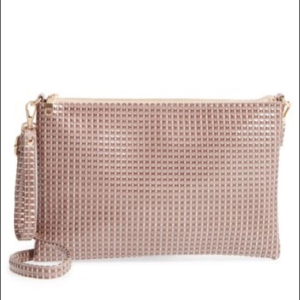 Evelyn K Textured Metallic Faux Leather Pouch